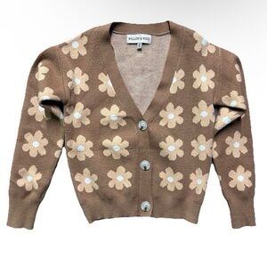 Women’s Willow And Wind Brown Cardigan With Daisies Size XS